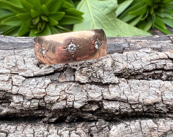 Wide Diamond Band, Diamond  Band,  Diamond Band Size .8.25, April Birthstone