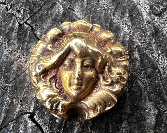 Art Nouveau Slide,  Gold Antique Slide, Art Nouveau Portrait Pendant