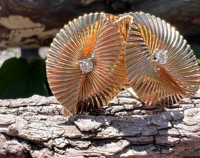 Diamond Floral Earrings, Gold Floral Earrings, Floral Diamond Earrings