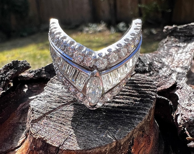 V Shaped Diamond Band, Diamond Tiara Band, Alternative Engagement Ring
