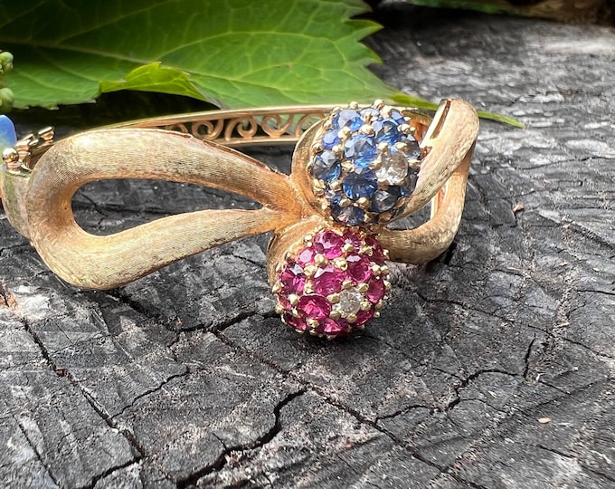 Ruby Bangle, Sapphire Bangle, Gold and Ruby Bangle