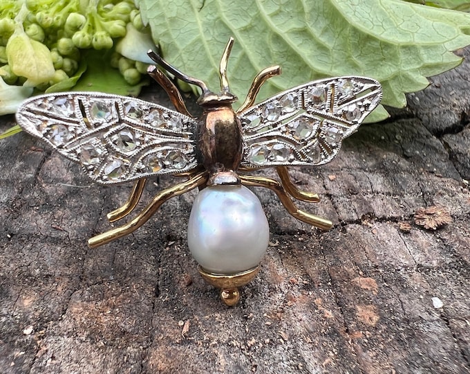Gold Bee Pin, Diamond Bee Brooch, Gold Bumble Bee Pin, Bumblebee Brooch,  Gold Bumble Bee
