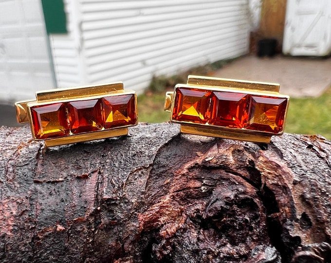 Citrine Cufflinks, Madeira Citrine Cufflinks, Gold and Citrine Cufflinks