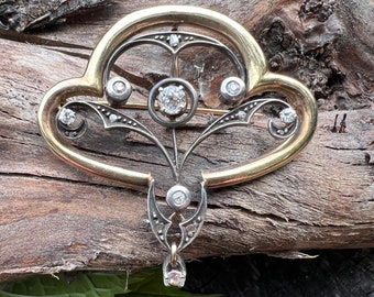 Art Nouveau Brooch, Antique Diamond Brooch, Victorian Brooch
