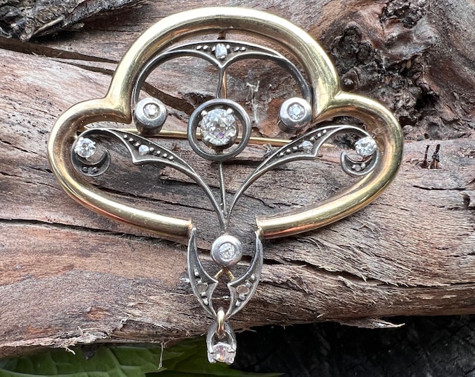 Art Nouveau Brooch, Antique Diamond Brooch, Victorian Brooch