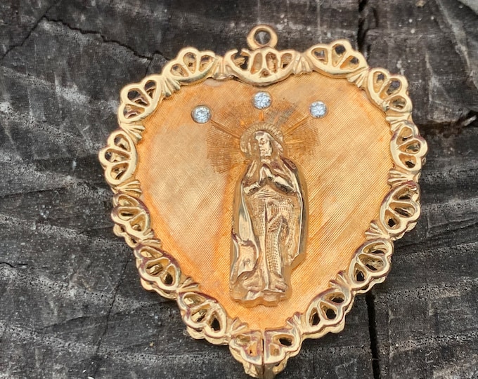 Miraculous Medal, Our Lady of Grace Charm, Miraculous Medal Pendant, Mother Mary Pendant, Mother Mary Heart, Virgin Mary Heart