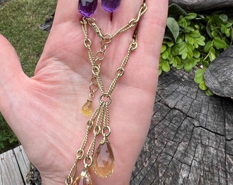 RESERVED for SARA Amethyst And Citrine Necklace,  Amethyst Necklace, Citrine Necklace
