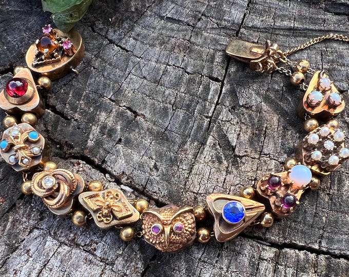 Vintage Slide Bracelet, Gold Slide Bracelet, Gold Charm Bracelet, Slide Bracelet