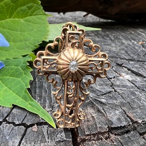 Victorian Gold Cross, Antique Diamond Cross, Gold Victorian Cross, Gold Cross