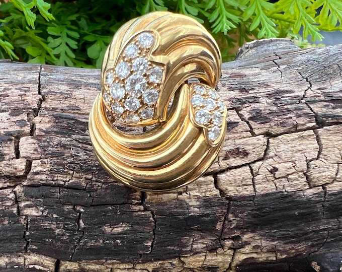 Diamond Swirl Pin, Fred Diamond Brooch