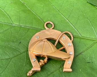 Horse Shoe Charm, Horseshoe Charm, Gold Horseshoe, Good Luck Charm, Jockey Charm, Riding Crop Charm, Equestrian Charm