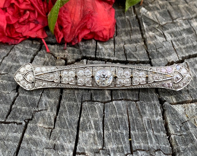 Deco Diamond Brooch, Art Deco Diamond, Brooch Bouquet,  Diamond Brooch, Filigree Brooch, Art Deco Diamond Pin