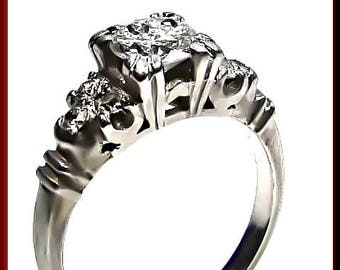 Art Deco Diamond Engagement Ring Antique Diamond Engagement Ring with Old European Cut Diamond Platinum Wedding Ring- ER 392M
