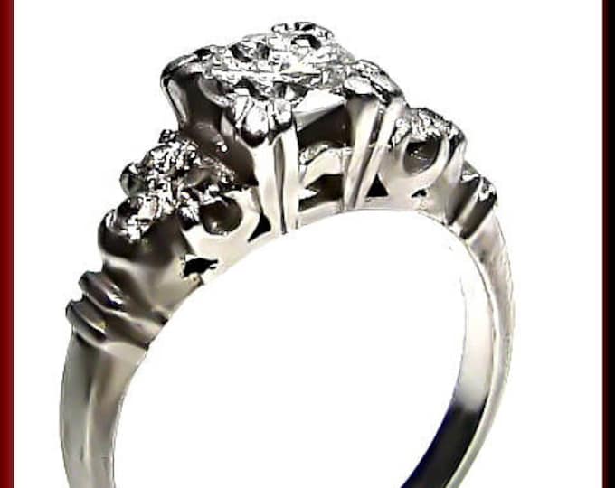 Art Deco Diamond Engagement Ring Antique Diamond Engagement Ring with Old European Cut Diamond Platinum Wedding Ring- ER 392M