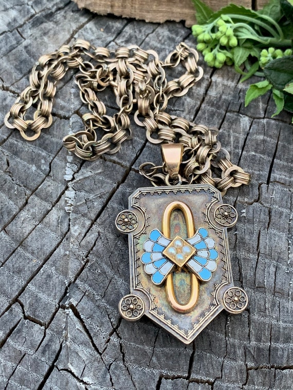 Victorian Locket, Victorian Locket Gold, Enamel Lo
