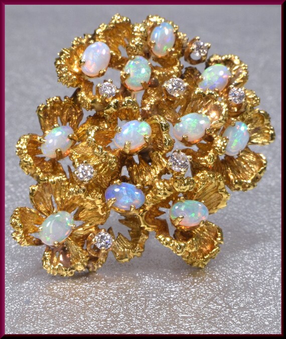 Vintage Opal Brooch,Vintage Gold and Opal Brooch,