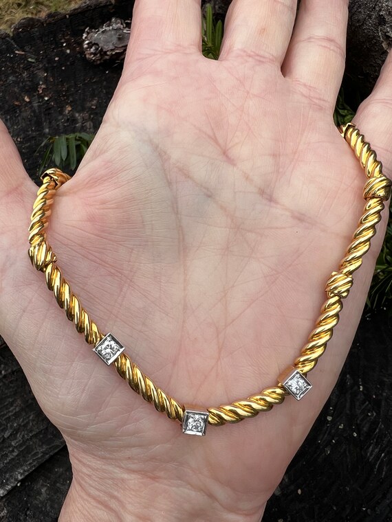 Gold Diamond Choker, Diamond Choker Necklace, Gol… - image 2