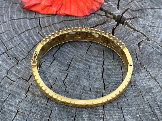 Vintage Gold Opal Bangle, Opal Bracelet, October … - image 8