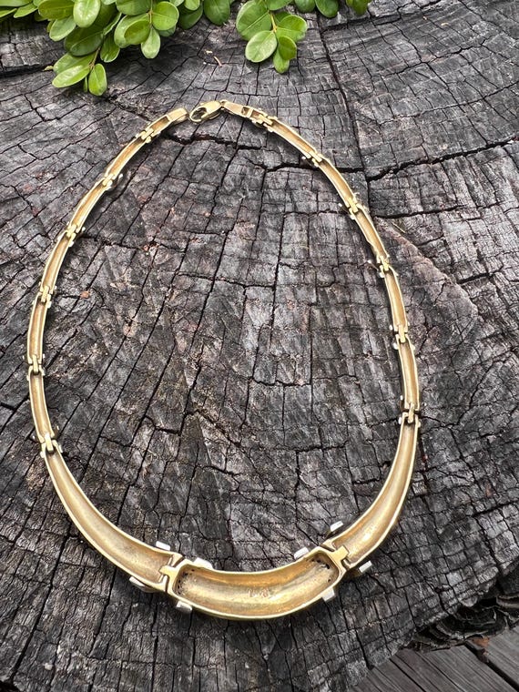 Diamond "X" Choker, Chunky Gold Choker, Wide Gold… - image 3