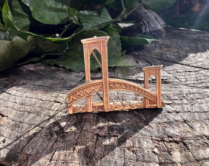 Newport Bridge Brooch, Gold Bridge Pin