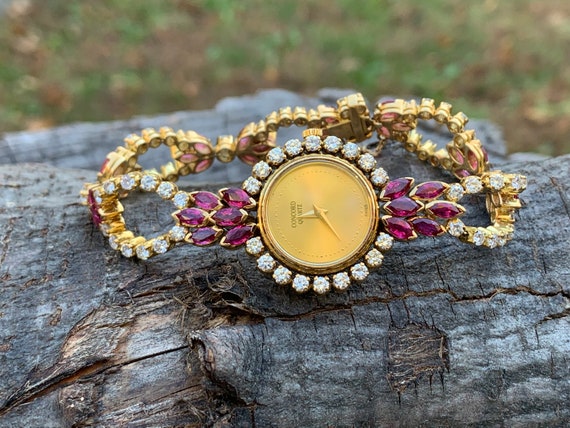 Gold Concord Watch, Ruby and Diamond Watch, Ruby … - image 2