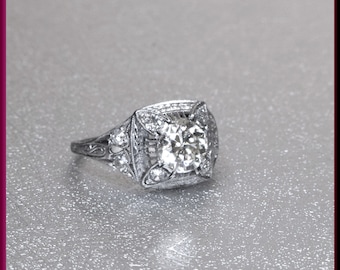 Art Deco Engagement Ring, 1920s Engagement Ring, Antique Engagement, Conflict Free, Alternative Ring, Art Deco Ring, Filigree Ring,