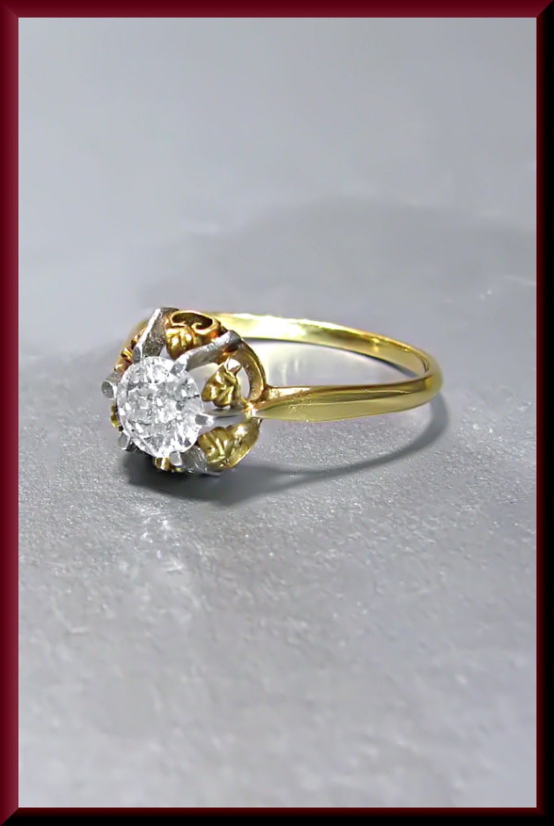 Victorian Diamond Engagement Ring Vintage Diamond Engagement Ring 18K Yellow Gold Diamond Engagement Ring Wedding Ring ER 450M image 1