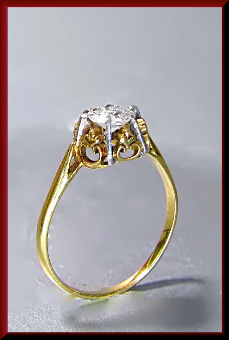 Victorian Diamond Engagement Ring Vintage Diamond Engagement Ring 18K Yellow Gold Diamond Engagement Ring Wedding Ring ER 450M image 2