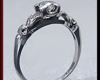 Vintage Diamond Engagement Ring Antique Diamond Engagement Ring with Old European Cut Diamond Platinum Wedding Ring - ER 429M