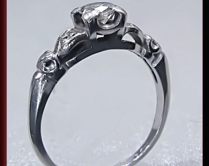 Vintage Diamond Engagement Ring Antique Diamond Engagement Ring with Old European Cut Diamond Platinum Wedding Ring - ER 429M