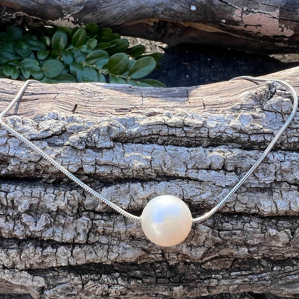 Pearl Necklace, Platinum and Pearl Necklace, Solitaire Pearl Necklace