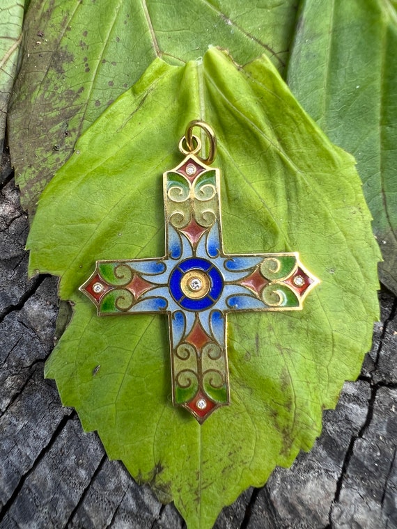 Enamel Cross, Ornate Gold Cross, Masriera Cross, … - image 2