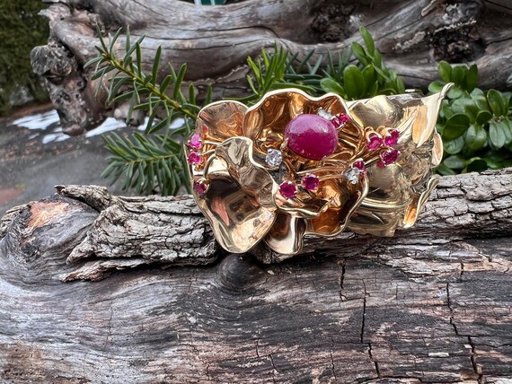 Ruby and Diamond Cuff, Ruby Cuff, Ruby Bangle,  R… - image 8