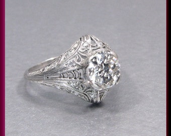 Art Deco Diamant Verlobungsring Antiker Diamant Verlobungsring Filigraner Verlobungsring Platin Ehering - ER 515 M