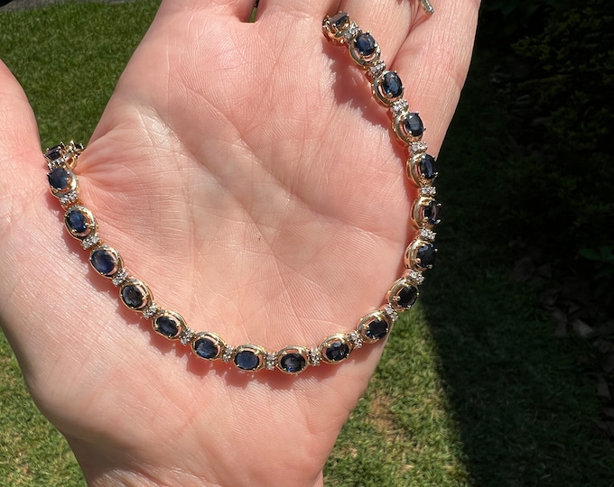 Sapphire Necklace, Diamond Sapphire Choker, Sapphire Choker, Sapphire Tennis Necklace