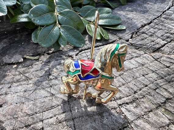 Gold Horse Pin Carousel Horse Pin Gold Horse Brooc Gem