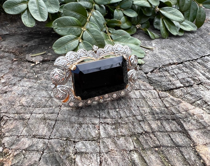 Art Deco Onyx Pin, Onyx Brooch, Onyx and Diamond Pin, Large Onyx  Brooch,