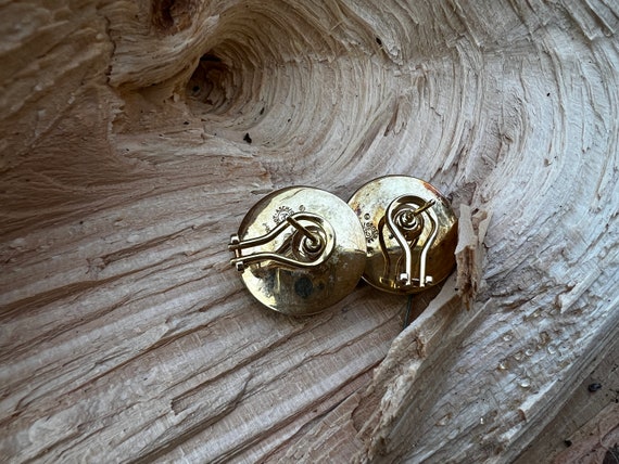 Onyx and Gold Earrings, Onyx Button Earrings View 4