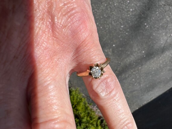 Victorian Engagement Ring, Yellow Gold Diamond En… - image 10