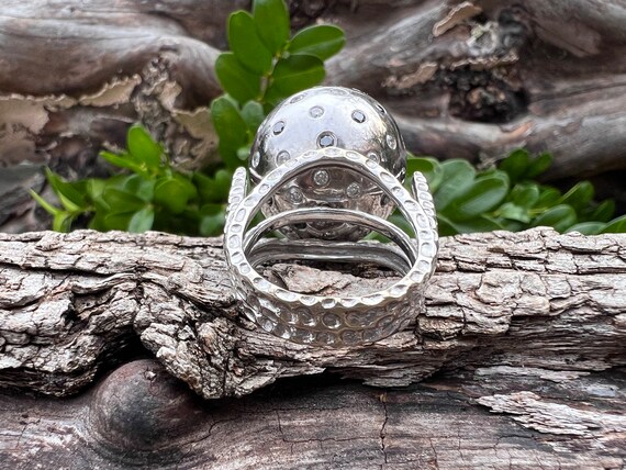 Diamond Cluster Ring, Diamond Dome Ring, White Go… - image 2