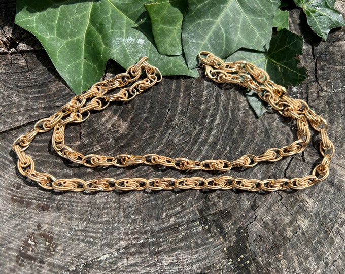 Long Gold Necklace, Chunky Gold Necklace, Thick Gold Chain, Long Layering Chain,  Oval Link Chain