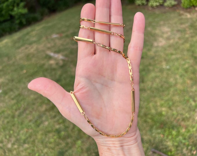 Barrel Link Chain, Long Gold Chain, Long Layering Chain