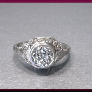 Antiker Diamant Verlobungsring Filigraner Verlobungsring mit Altschliff Diamant 18K Weißgold Ehering - ER 258 M