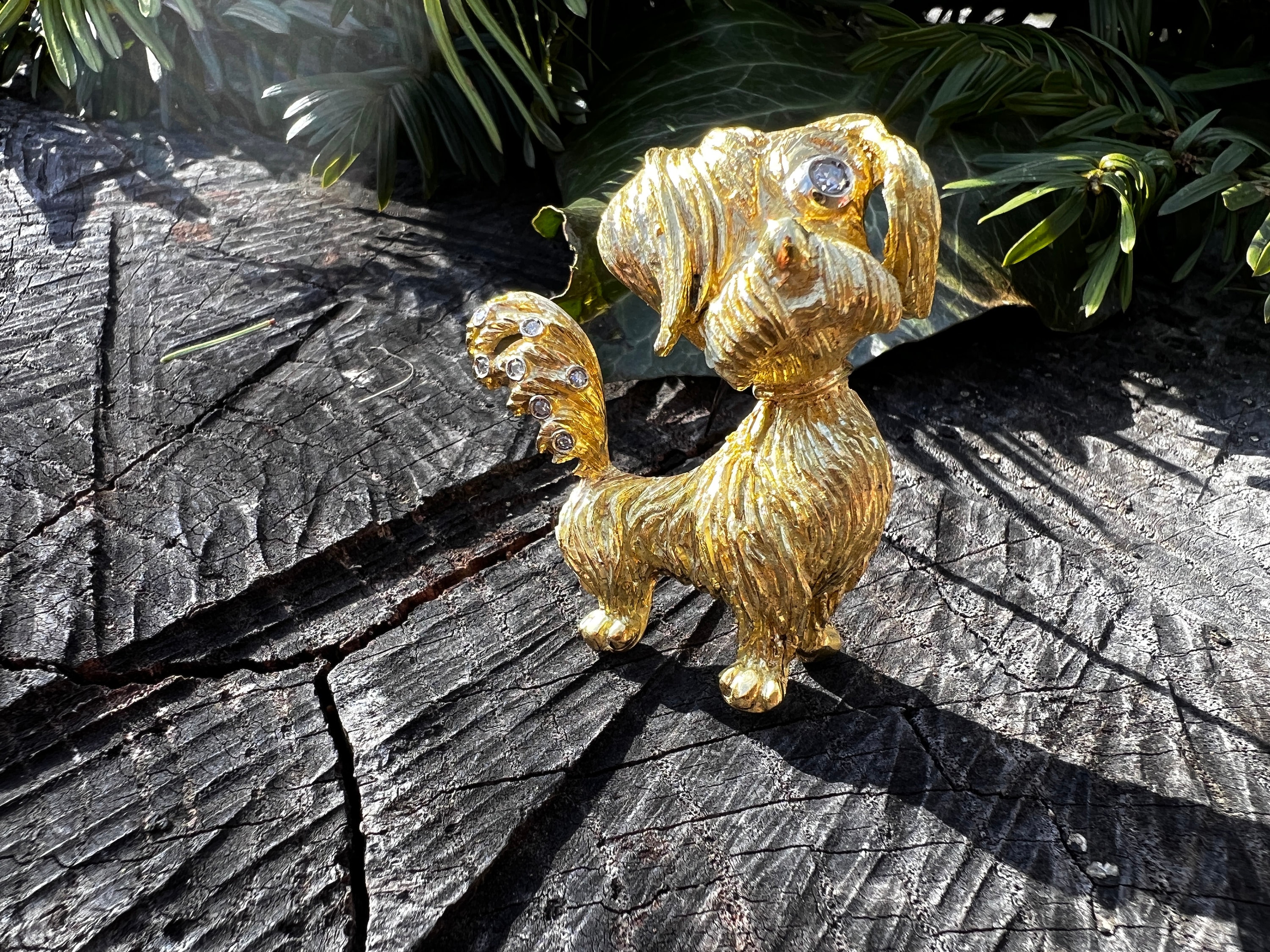 Gold Dog Brooch Shih Tzu Dog Brooch Shih Tzu Pendant 