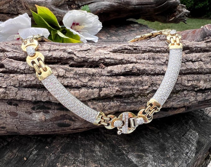 18k Gold Diamond Choker: Vintage Baraka Statement Necklace