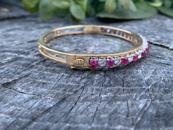 Ruby and Diamond Bangle, Ruby Bracelet, July Birt… - image 9