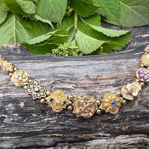 Yellow Gold Slide Bracelet, Multi Stone Charm Bracelet, Yellow Gold Charm Bracelet, Gold Slider Bracelet