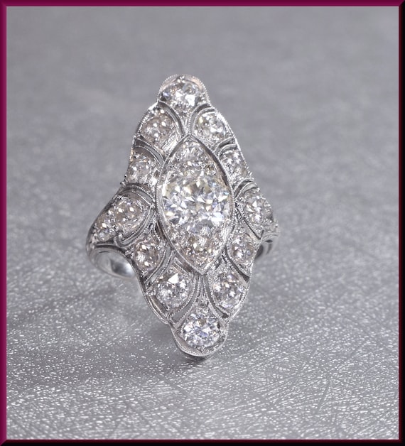 Diamond Cocktail Ring Deco Diamond Ring Diamond S… - image 2