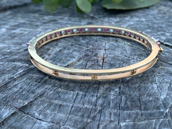 Ruby and Diamond Bangle, Ruby Bracelet, July Birt… - image 3