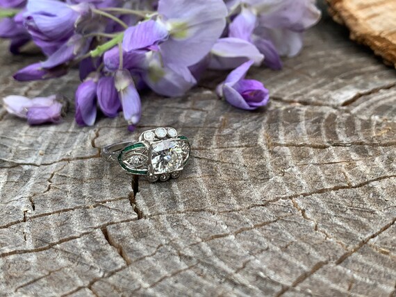 Art Deco Diamond Engagement Ring, Deco Engagement